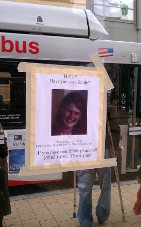 One of the many flyers on Irving Street NW, as of 10 a.m. Wednesday morning.