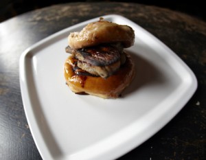 Try pork belly meat, sandwiched between two glazed dougnut buns.